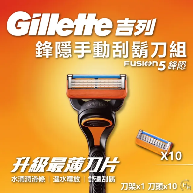 【Gillette】鋒隱手動刮鬍刀組(刀架x1+刀頭x10)