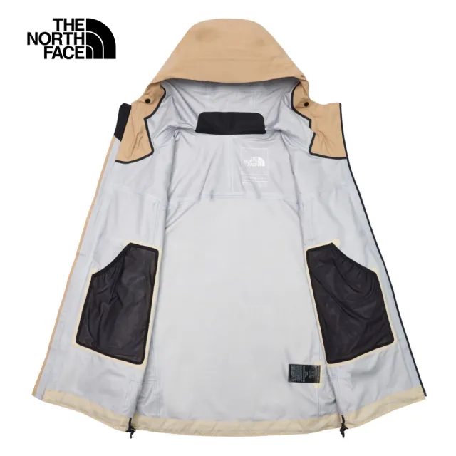 【The North Face 官方旗艦】北面男款卡其色防水透氣連帽衝鋒衣｜89SVPV6