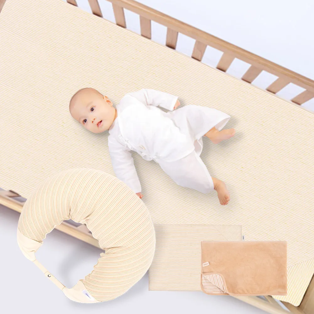 【Gennies 奇妮】舒眠超值寢具四件組-有機棉(嬰兒床墊+月亮枕+平枕+嬰兒被)