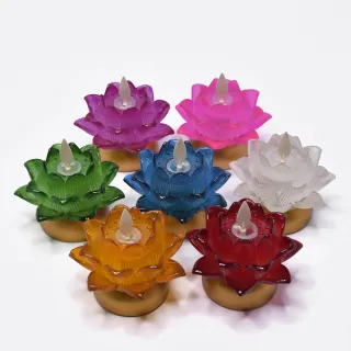 【新韻傳音】祈願心燈 電子蠟燭燈 充電式蓮花燈(最寬直徑8cm／2入組 中元普渡拜拜)