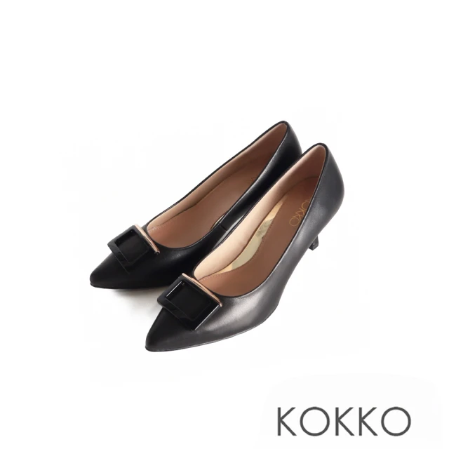 KOKKO 集團KOKKO 集團 優雅知性尖頭柔軟綿羊皮細跟包鞋(黑色)