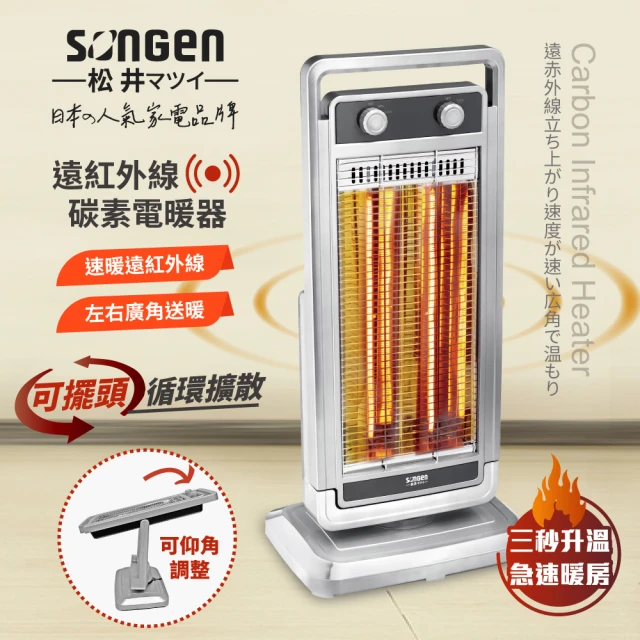 SONGEN 松井 遠紅外線可擺頭雙溫控碳素電暖器/暖氣機(SG-D1121TY)