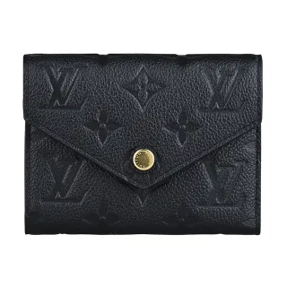 【Louis Vuitton 路易威登】LV M64060 VICTORINE壓花LOGO Monogram Empreinte牛皮6卡釦式短夾(黑)