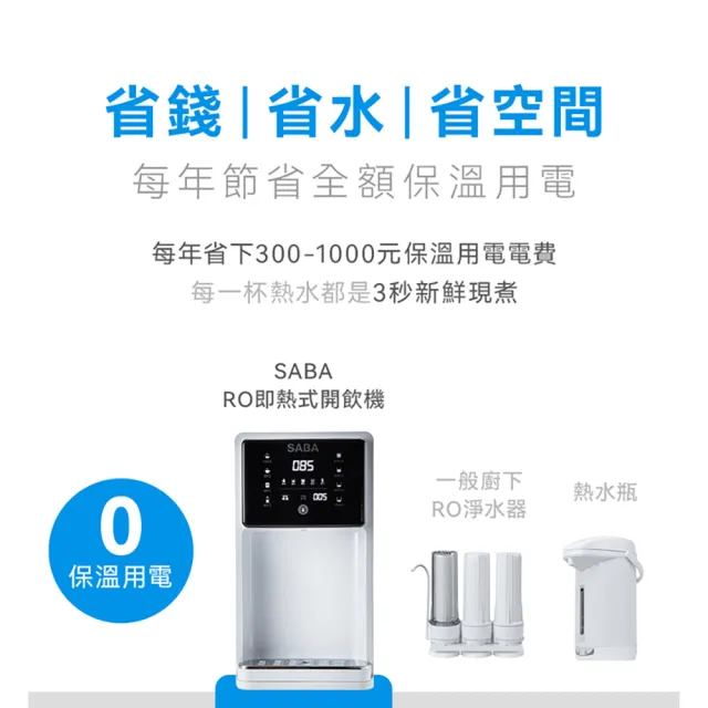 【SABA】7L免安裝RO即熱式開飲機 SA-HQ02(免安裝/UV殺菌/桌上型/RO逆滲透/五重濾淨/即熱)