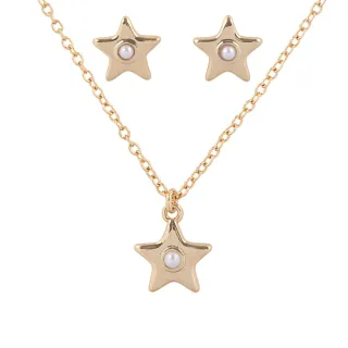 【COACH】水鑽鑲飾星星造型項鍊+耳環組(金色)