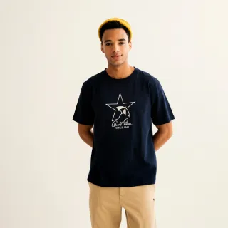 【Arnold Palmer 雨傘】中性款-胸前五角星LOGO刺繡T恤(深藍色)