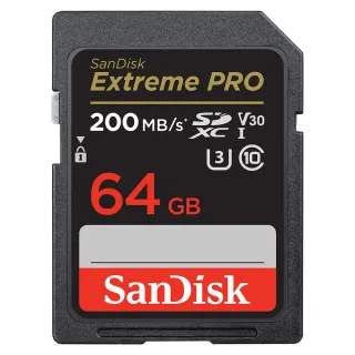 【SanDisk 晟碟】[全新版 再升級] 64GB Extreme PRO SDXC 4K V30 記憶卡 200MB/s(原廠有限 永久保固)