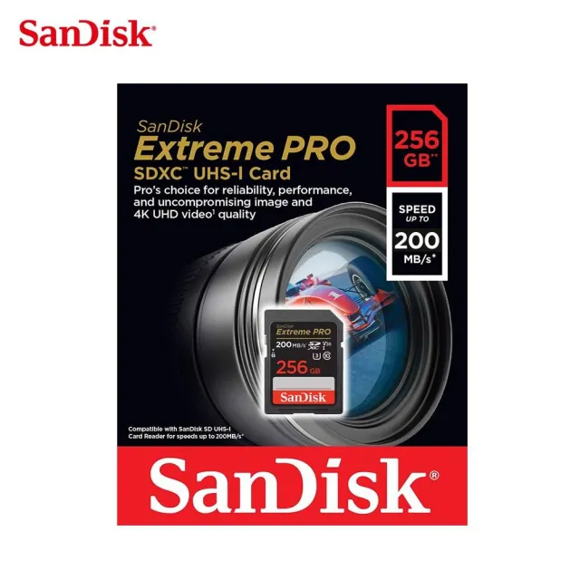 【SanDisk 晟碟】[全新版 再升級] 256GB Extreme PRO SDXC V30  記憶卡 200MB/s(專業攝影 原廠永久保固)