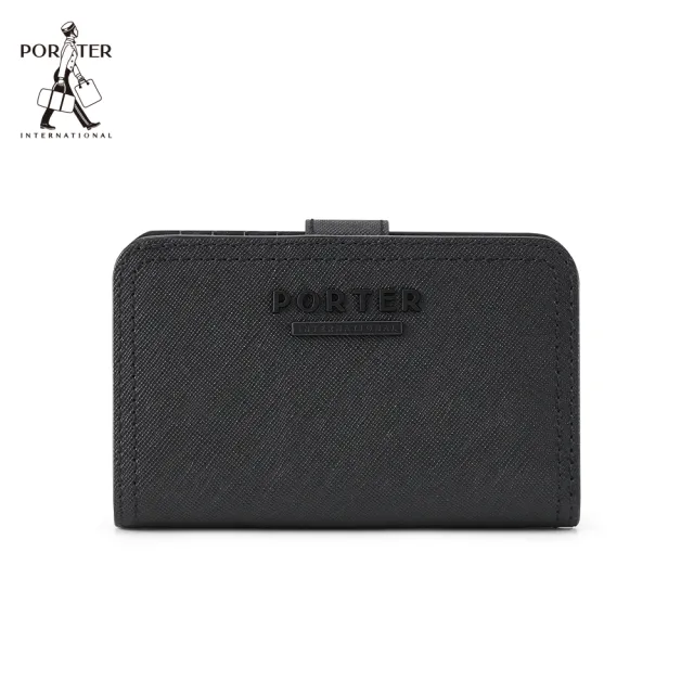 【PORTER INTERNATIONAL】堅毅自信AVENUE真皮雙折零錢短夾(黑)