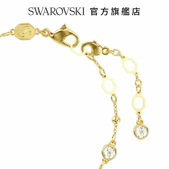 【SWAROVSKI 官方直營】Imber 手鏈 圓形切割 白色 鍍金色色調