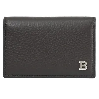 【BALLY】簡約金屬B字LOGO牛皮對折信用卡名片證件零錢包(深咖)