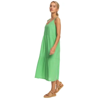 【ROXY】女款 女裝 細肩帶無袖連身長裙洋裝 WAITING LINE(綠色)