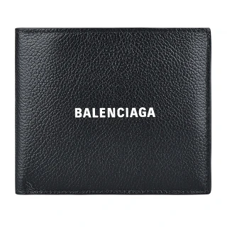 【Balenciaga 巴黎世家】BALENCIAGA 字母LOGO牛皮8卡短夾(黑)