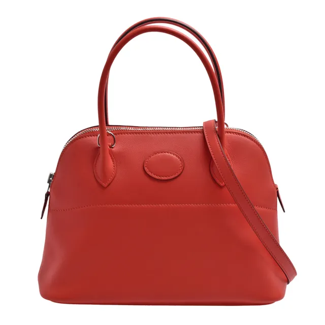 【Hermes 愛馬仕】經典Bolide系列SWIFT牛皮手提/肩背柏莉包(27cm紅色H029828CK-RED)