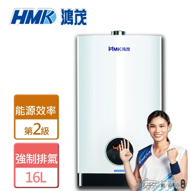 HMK 鴻茂 強制排氣智能恆溫瓦斯熱水器 16L(H-1601-LPG/FE式-含基本安裝)