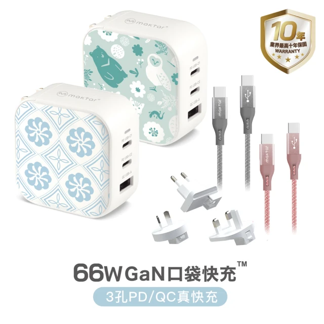 CB 65W GaN 氮化鎵 三孔1A2C快速充電器-黑+閃