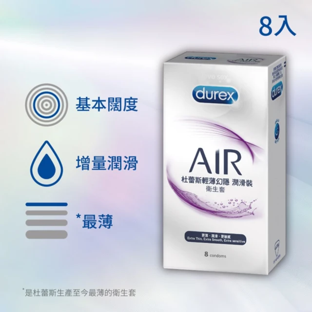 Durex杜蕾斯 AIR輕薄幻隱潤滑裝衛生套8入