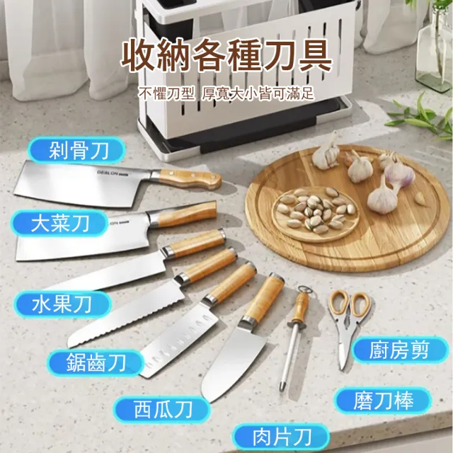 【Klova】廚房刀具置物架 家用筷子收納架 瀝水架 碳鋼刀架 筷子筒(壁掛/檯面)