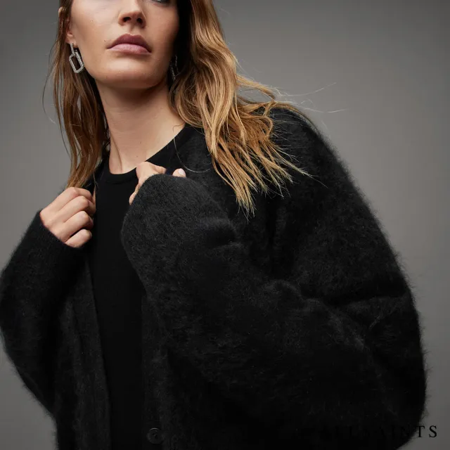 【ALLSAINTS】KADY 喀什米爾羊毛針織外套-黑 WK018V(常規版型)