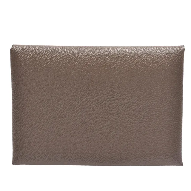 【Hermes 愛馬仕】經典calvi duo山羊皮折疊暗釦名片/零錢包(錫灰色H083035CK-ETAIN)