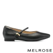【MELROSE】美樂斯 氣質純色全真皮瑪莉珍尖頭低跟鞋(黑)