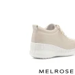 【MELROSE】美樂斯 清新純色流線造型全真皮厚底休閒鞋(米)