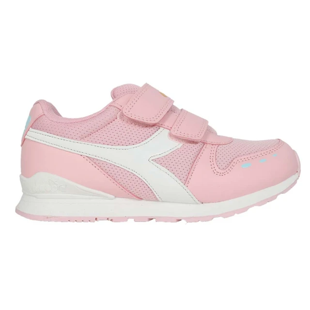 DIADORA 19-23CM_女中童運動鞋生活時尚-超寬楦-魔鬼氈 休閒 慢跑 粉紅白藍(DA11128)