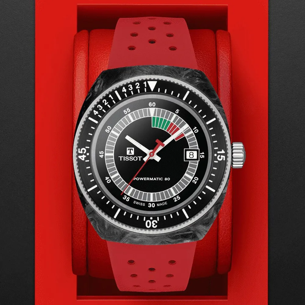 【TISSOT 天梭 官方授權】SIDERAL S 坤達配戴款 鍛造碳纖維 機械腕錶 禮物推薦 畢業禮物(T1454079705702)