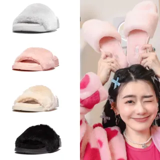 【FitFlop】iQUSHION SHEARLING SLIDES輕量羊毛毛絨一片式涼鞋-女(共4色)