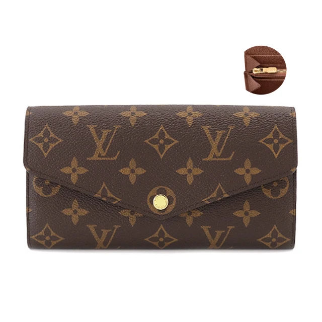 Louis Vuitton 路易威登 M60531 經典Monogram帆布Sarah信封式翻蓋錢包長夾(棕色)