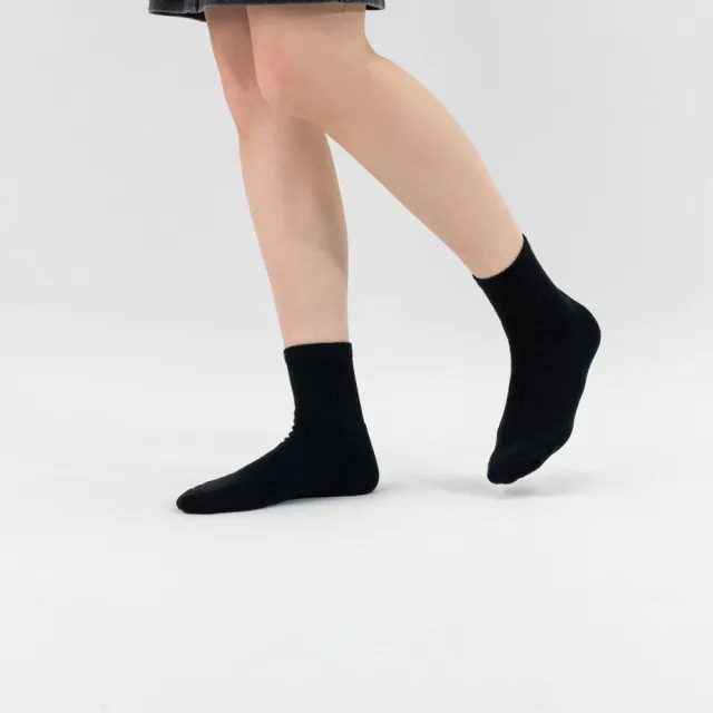 【WARX】經典素色中筒襪-黑(除臭襪/機能襪/足弓防護)