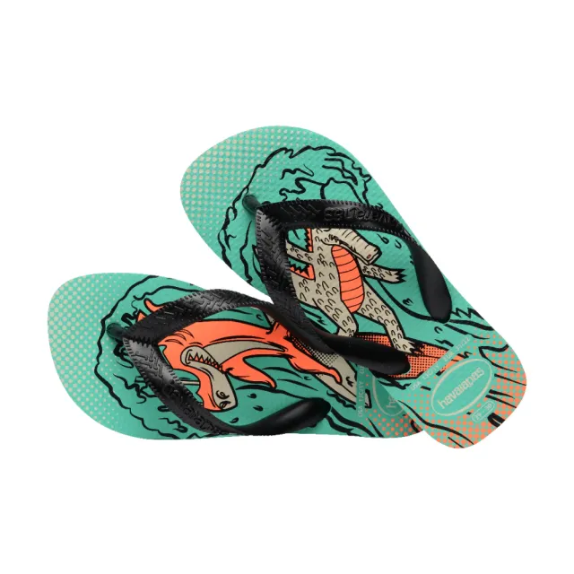 【havaianas 哈瓦仕】拖鞋 童鞋 兒童 夾腳拖 搞怪 怪獸 Kids Top Fun 湖水綠 4148974-7444K(哈瓦士)