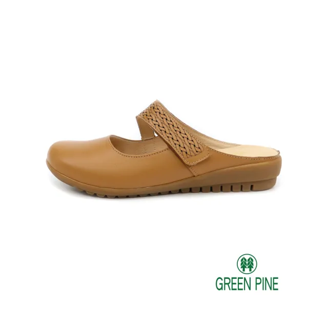 【GREEN PINE】簡約前包後空懶人鞋淺棕色(00930609)