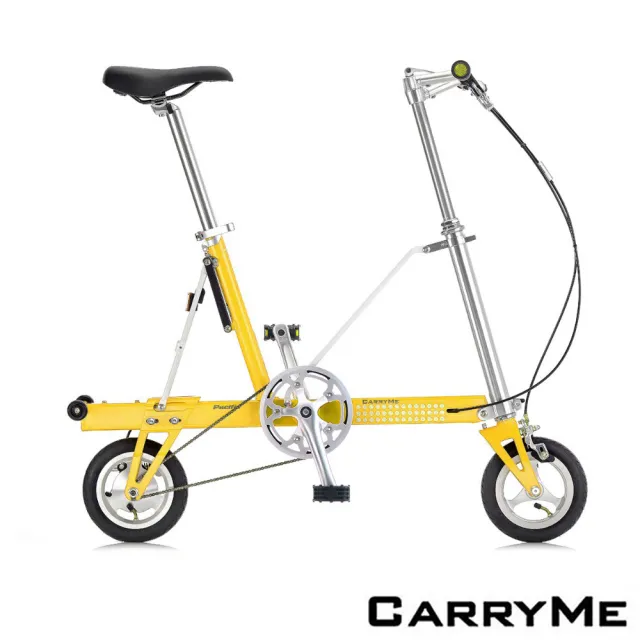 【CarryMe】SD 8吋充氣胎版單速鋁合金折疊腳踏車-檸檬黃(情人節禮物 生日禮物 熟齡單車)