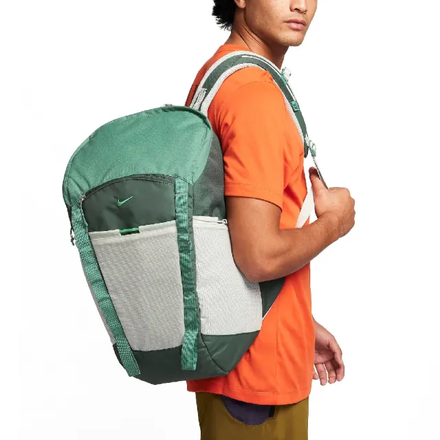 【NIKE 耐吉】後背包 Hike 綠 白 大空間 15吋 可調背帶 軟墊 登山包 筆電包 背包(DJ9677-338)
