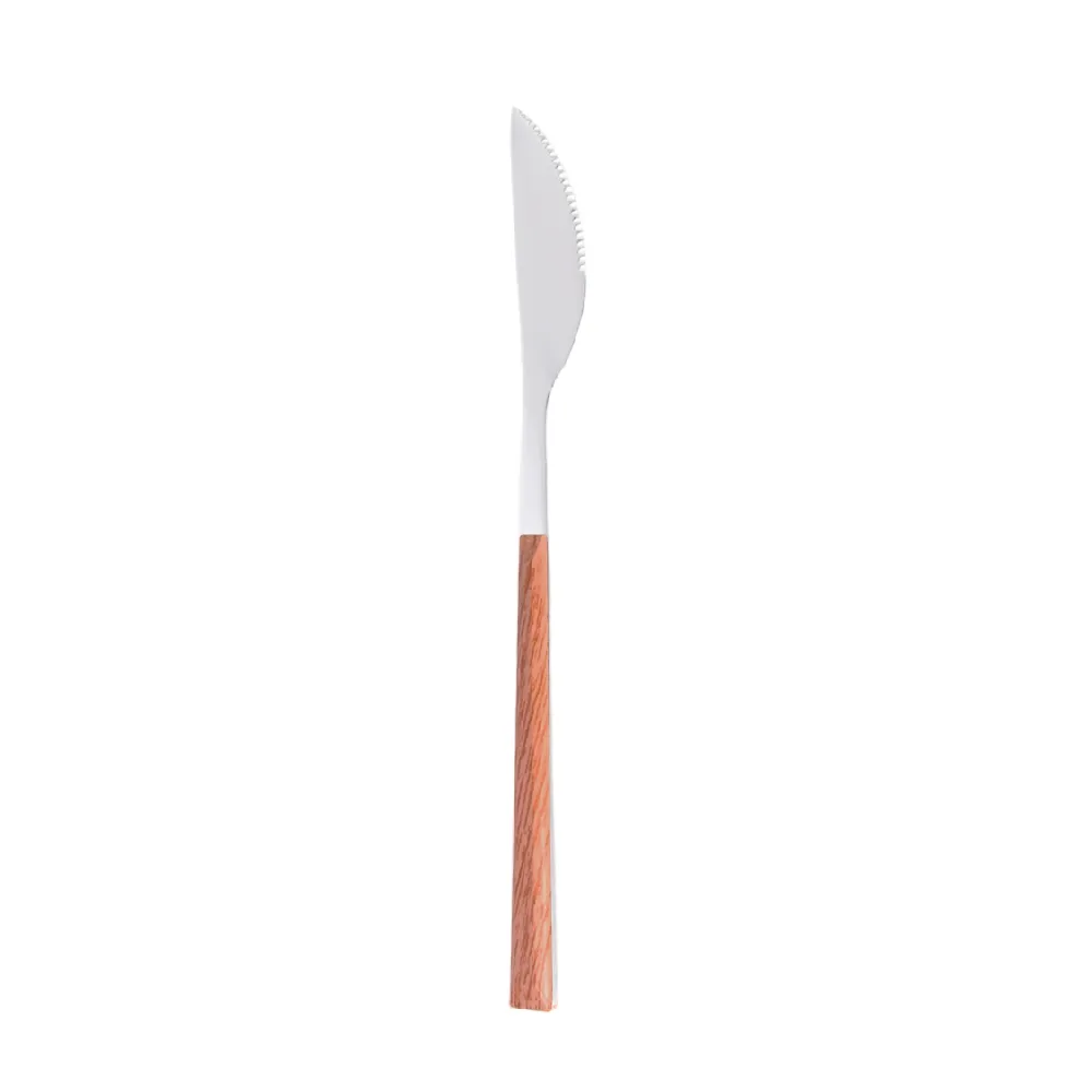 【AXIS 艾克思】不鏽鋼木紋餐具系列-餐刀1入
