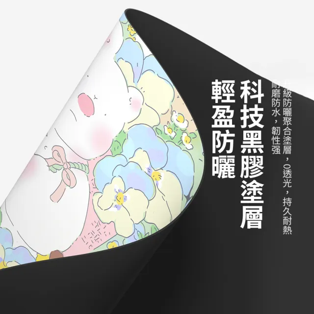 【SUNORO】卡通插畫自動開合晴雨傘 UPF50+黑膠防曬遮陽傘 防紫外線太陽傘 折疊傘