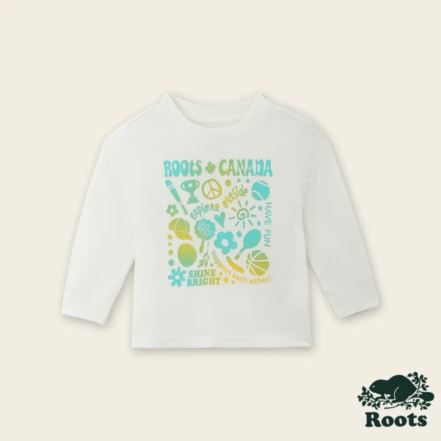 【Roots】Roots 小童- EXPLORE長袖T恤(白色)