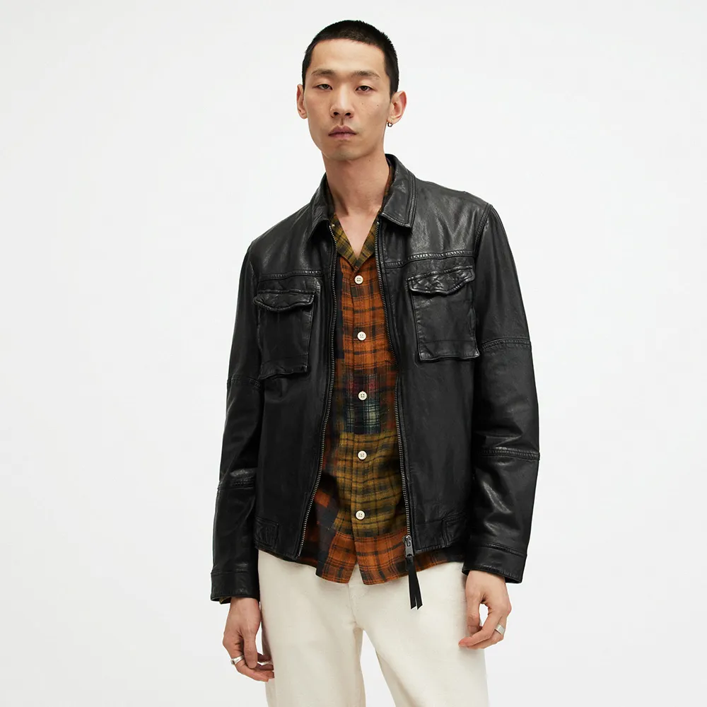 【ALLSAINTS】WHILBY 羊皮襯衫式外套皮衣 ML511Z(常規版型)