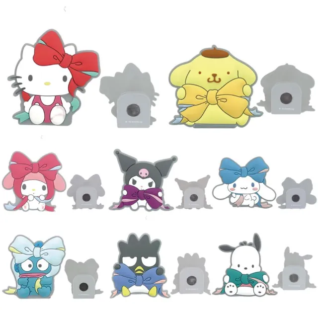 【小禮堂】Sanrio 三麗鷗 造型磁鐵夾 - 蝴蝶結 Kitty 美樂蒂 酷洛米 布丁狗 大耳狗(平輸品)