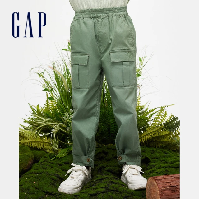 GAPGAP 男童裝 Logo鬆緊工裝褲-綠色(890278)