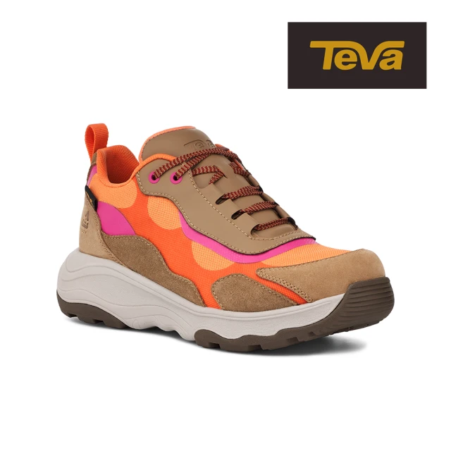 【TEVA】女健行鞋 低筒防潑水戶外登山鞋/健行鞋 Geotrecca Low RP 原廠(蜂蜜棕色/珊瑚粉-TV1144294HBCR)