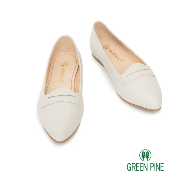 【GREEN PINE】素色微尖頭清新樂福平底鞋米色(00148529)