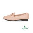 【GREEN PINE】舒適都會鎖鍊牛皮寬版平底鞋杏色(00336661)