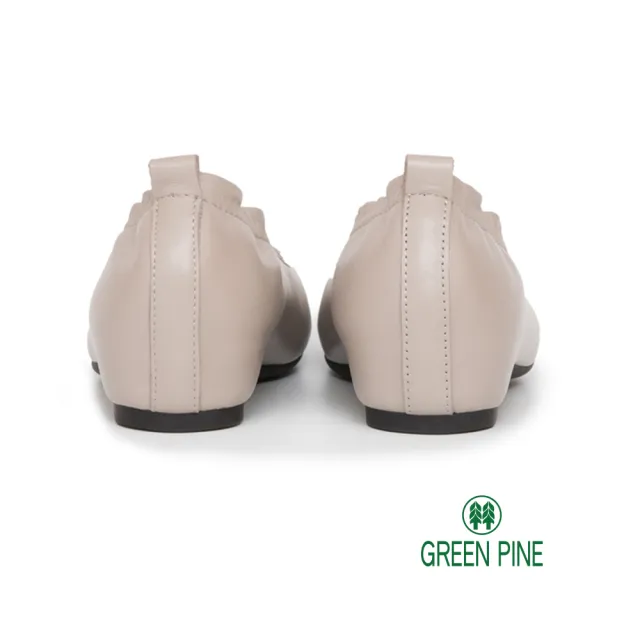 【GREEN PINE】真皮尖頭鬆緊懶人平底鞋灰色(00320366)