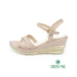 【GREEN PINE】夏日編織楔形涼鞋粉紅色(00141528)