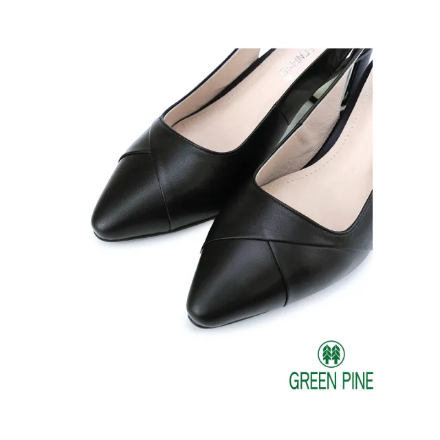 【GREEN PINE】嚴選真皮前包後空跟鞋黑色(00282611)