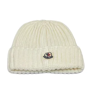 【MONCLER】品牌LOGO 羊毛毛帽-白色(ONE SIZE)