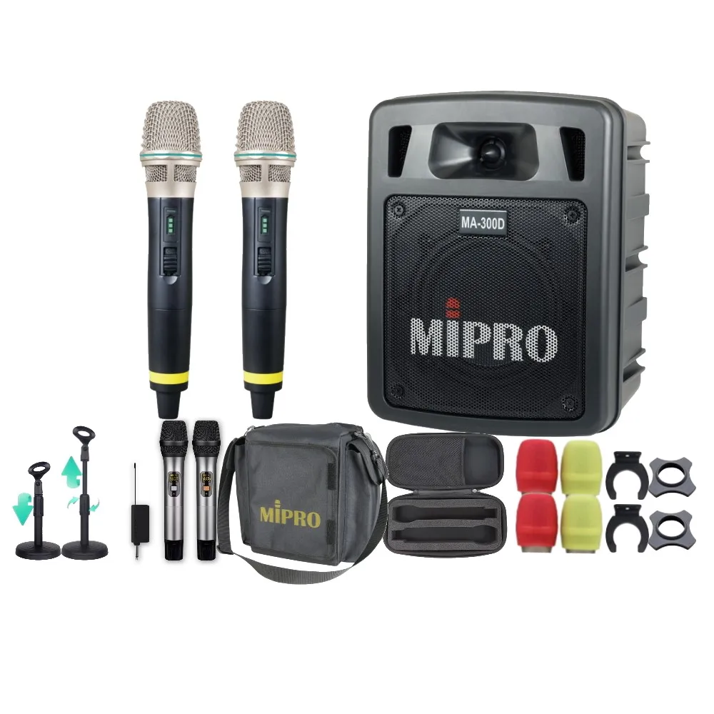 【MIPRO】MA-300D 雙頻5.8G無線喊話器擴音機(手持/領夾/頭戴多型式可選 街頭藝人 學校教學 會議場所均適用)