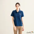 【Arnold Palmer 雨傘】女裝-撞色線條刺繡短袖POLO衫(深藍色)